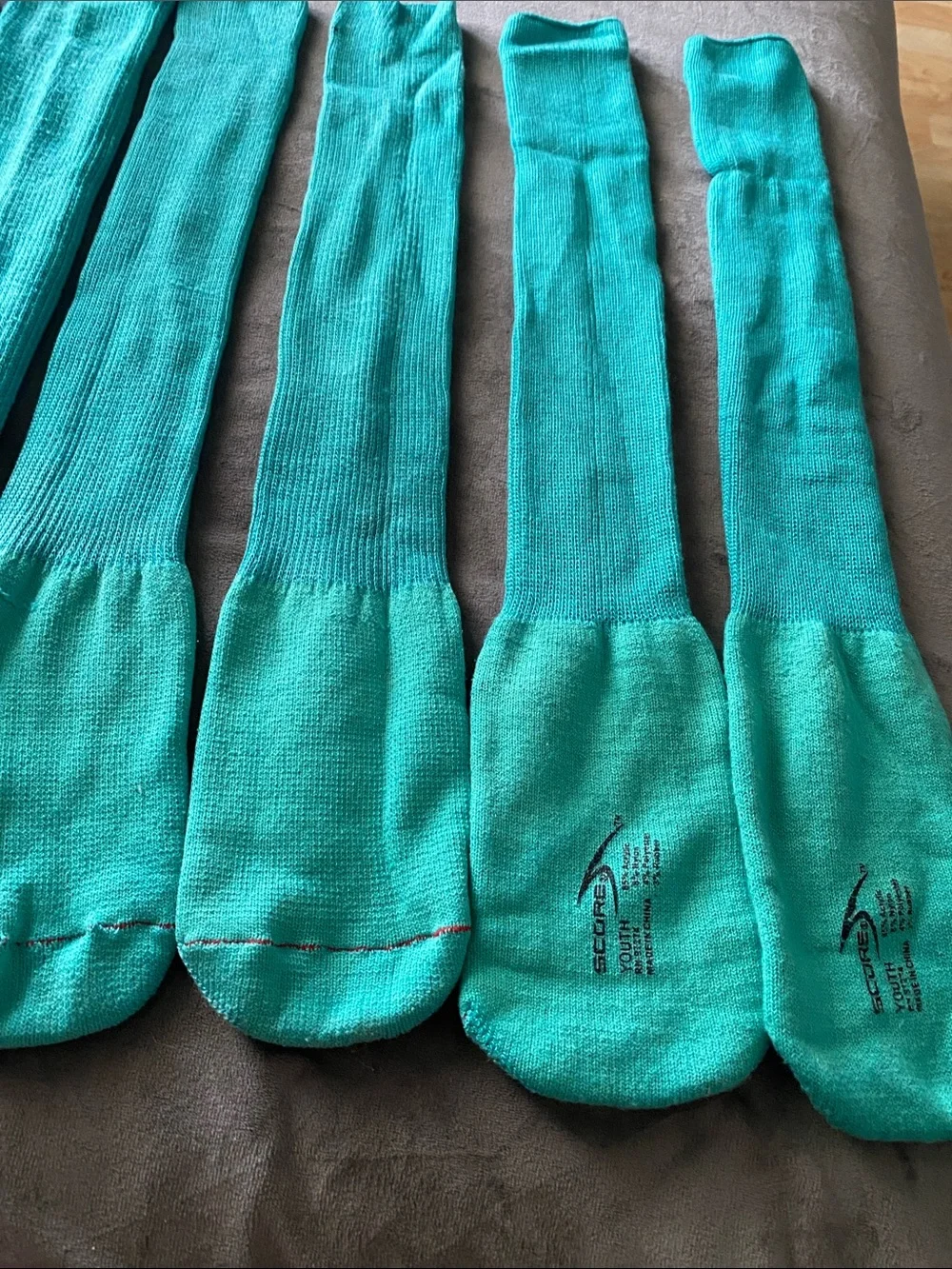 Bundle of 4 Kids Knee-High Soccer Socks in Green/Teal- Pack-Ready Comfort